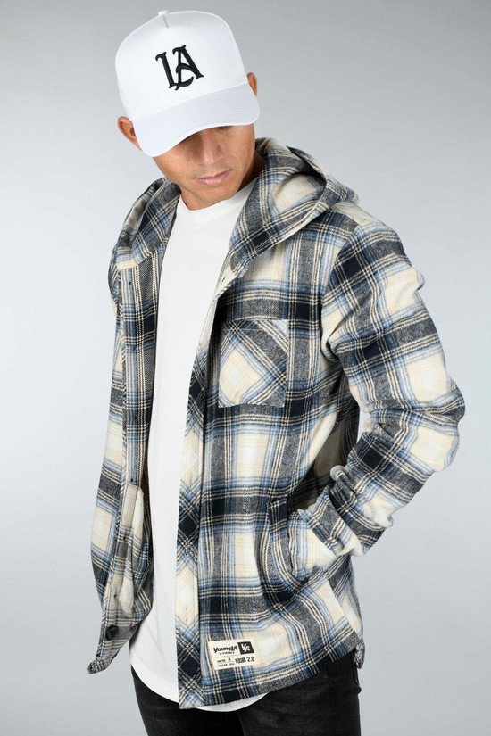 Sudadera Con Capucha Youngla 431 Flannels Hombre Blancas Negras | EYPDJNM-09