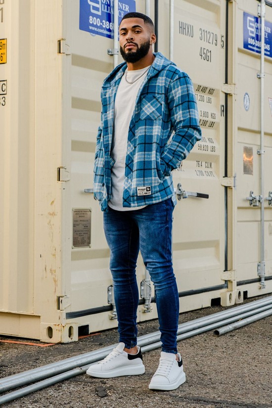 Sudadera Con Capucha Youngla 431 Flannels Hombre Azules | HMSFJDL-47