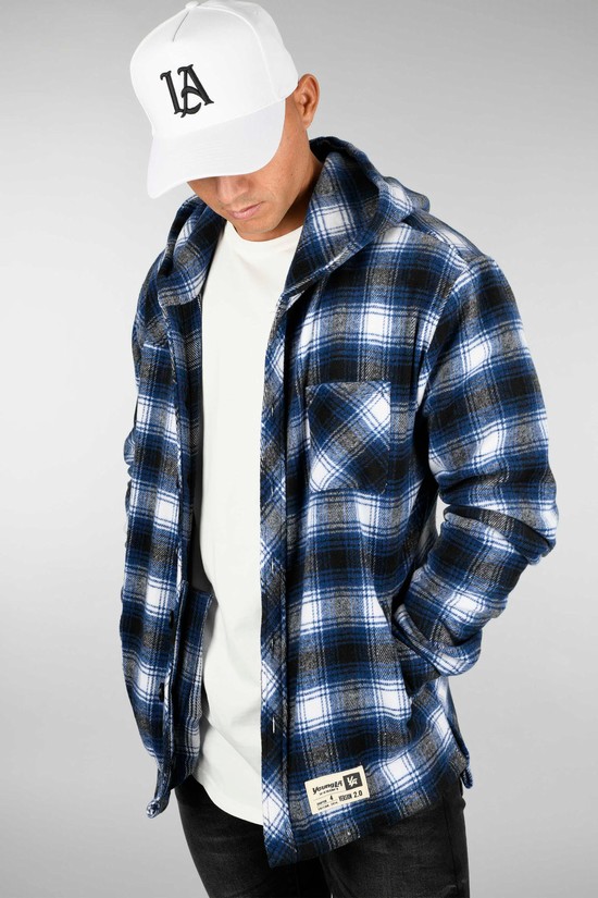 Sudadera Con Capucha Youngla 431 Flannels Hombre Blancas Azules | QZLKFMW-40