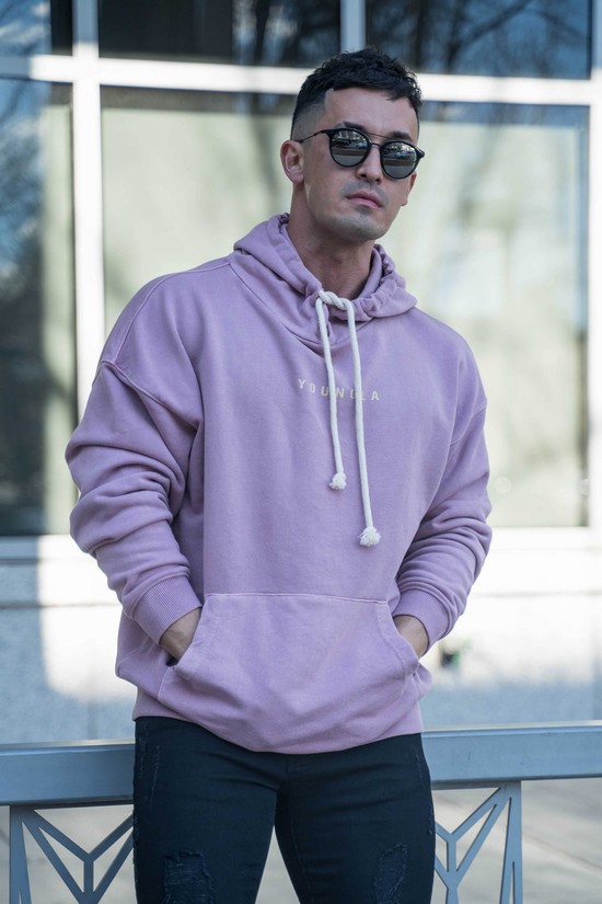 Sudadera Con Capucha Youngla 513 Skyline Hombre Moradas | ATPZEBG-35