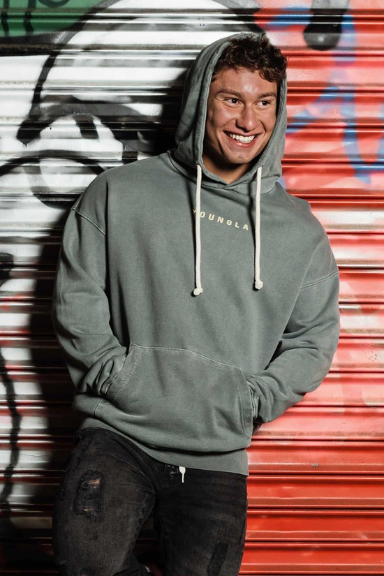 Sudadera Con Capucha Youngla 513 Skyline Hombre Gris | BRKWFPM-17
