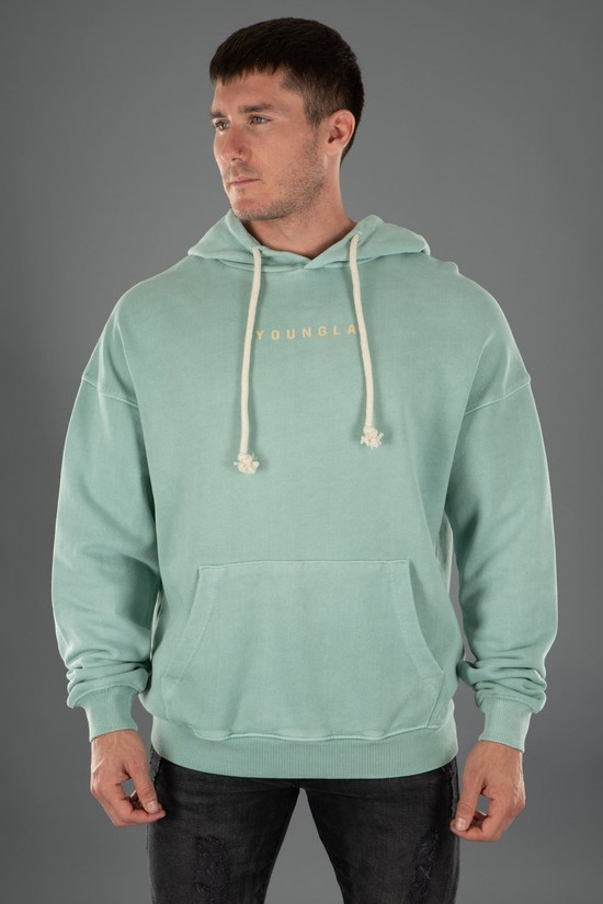 Sudadera Con Capucha Youngla 513 Skyline Hombre Turquesa | PEKHNYZ-73