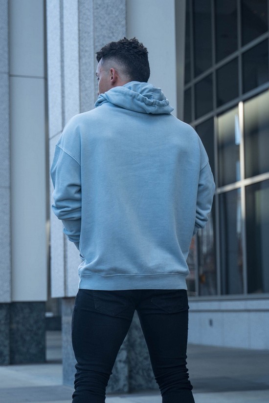 Sudadera Con Capucha Youngla 513 Skyline Hombre Azules Claro | RDHJXUB-06