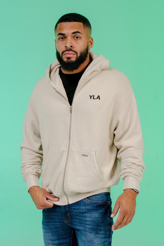 Sudadera Con Capucha Youngla 515 Monarch Zip-up Hombre Beige | RGZVPDB-68