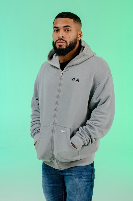Sudadera Con Capucha Youngla 515 Monarch Zip-up Hombre Gris | ZKJYDCH-37