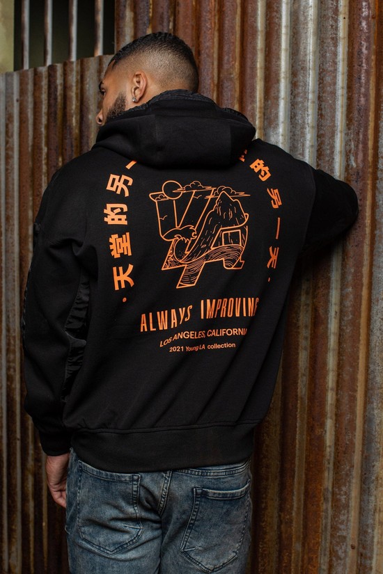 Sudadera Con Capucha Youngla 521 Goat Hombre Negras | NRPLZFG-67