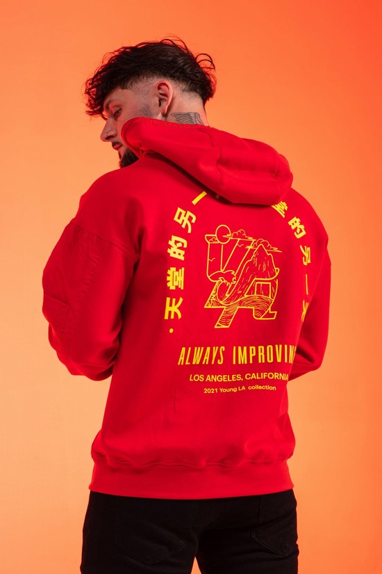 Sudadera Con Capucha Youngla 521 Goat Hombre Rojas | QSVKGFD-57