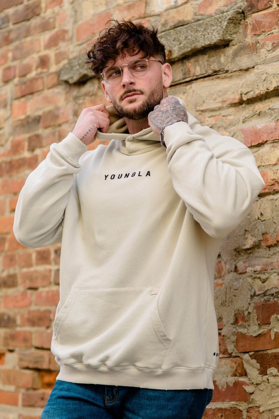 Sudadera Con Capucha Youngla 535 Monarch Hombre Beige | ZUQDSIP-05