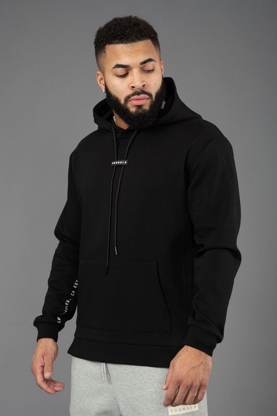 Sudadera Con Capucha Youngla 542 Pro-tech Hombre Negras | SYOIXJD-85