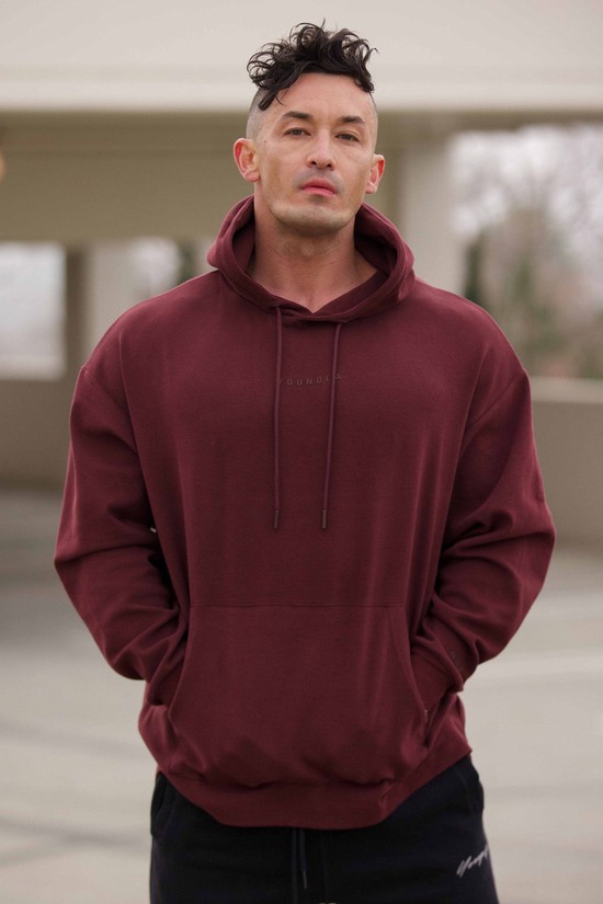 Sudadera Con Capucha Youngla 544 Cloud Hombre Burdeos | PGBKFTI-74