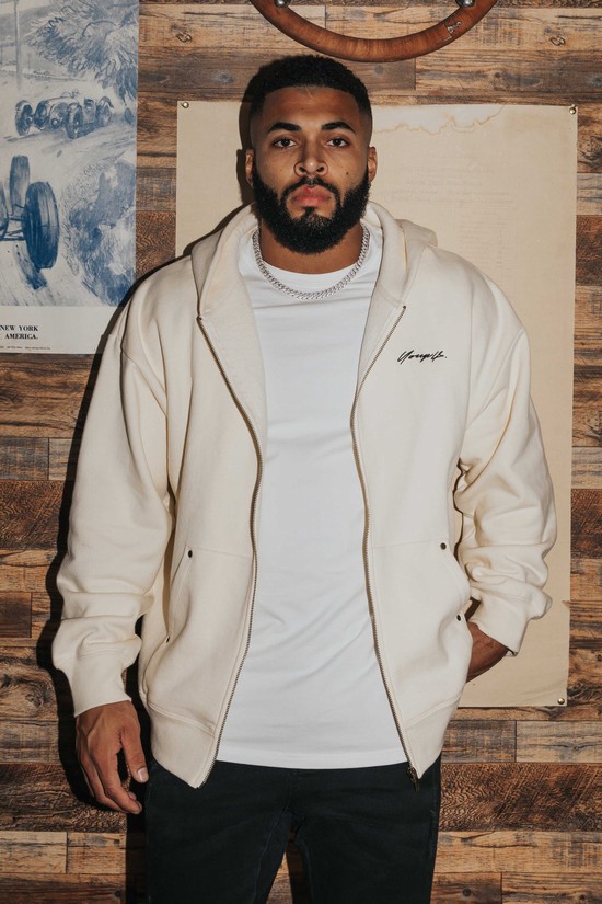 Sudadera Con Capucha Youngla 546 Rivet Zipup Hombre Blancas | GSCTNUF-28