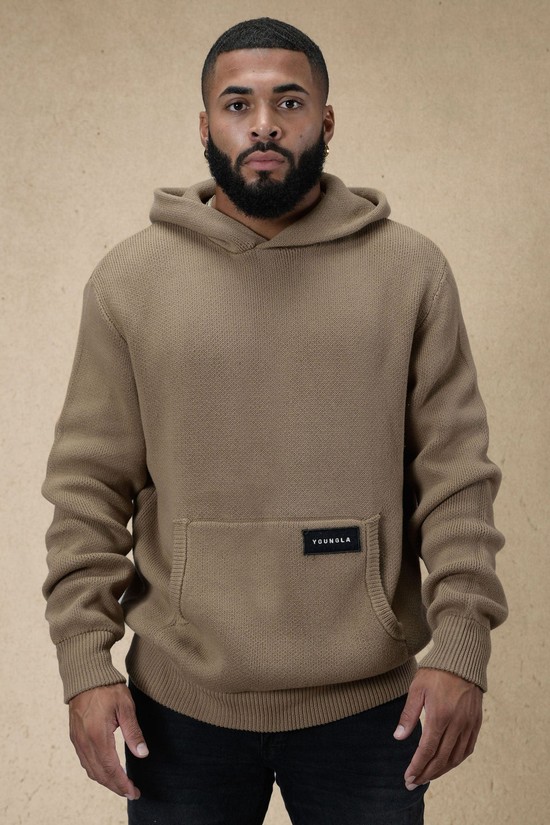 Sudadera Con Capucha Youngla 547 Mojave De Punto Hombre Gris | NDJTOMG-36