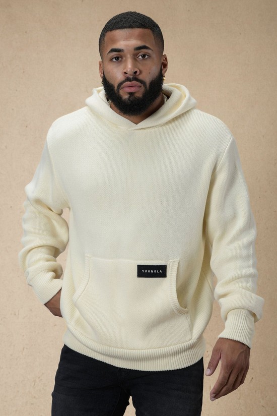 Sudadera Con Capucha Youngla 547 Mojave De Punto Hombre Blancas | NILVQUR-79