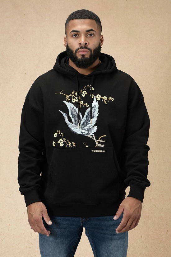 Sudadera Con Capucha Youngla 548 Dreamer Hombre Negras | NRXKQBW-82