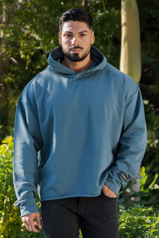 Sudadera Con Capucha Youngla 555 Anarchy Hombre Azules | NEBQLJH-78