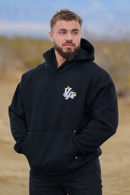 Sudadera Con Capucha Youngla 560 Trippy Logo Hombre Negras | WJFGKNL-60