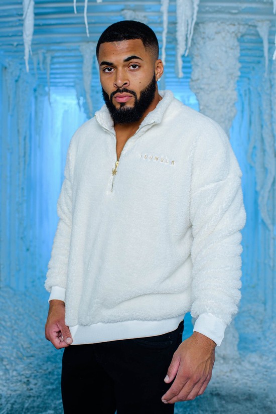 Sudaderas Youngla 505 Quarter Zip Teddy Fleece Hombre Blancas | LXYSOTG-62