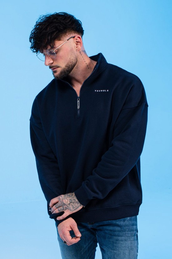Sudaderas Youngla 516 Alumni Quarter Zips Hombre Azul Marino | EAPQBFR-24