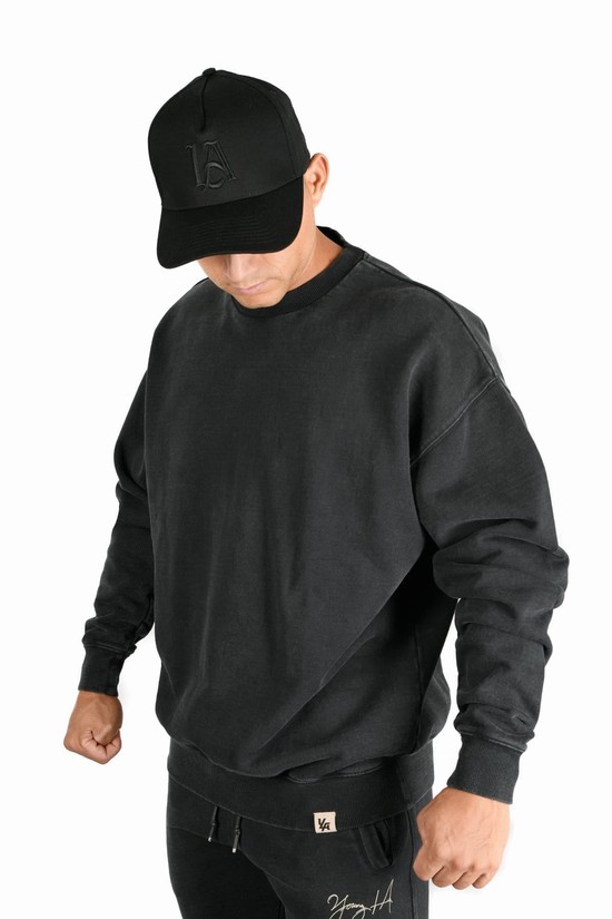 Sudaderas Youngla 530 Gin N Juice Oversized Crewnecks Hombre Negras | WLJYQDB-53