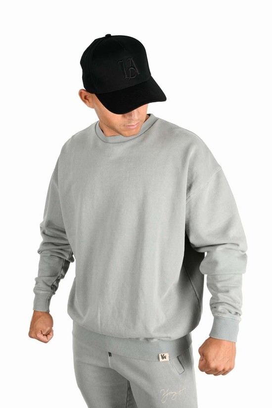 Sudaderas Youngla 530 Gin N Juice Oversized Crewnecks Hombre Gris | WZDPIRH-43
