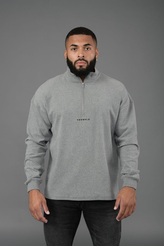 Sudaderas Youngla 545 Cloud Quarter Zip Hombre Gris | PKJOWRF-86