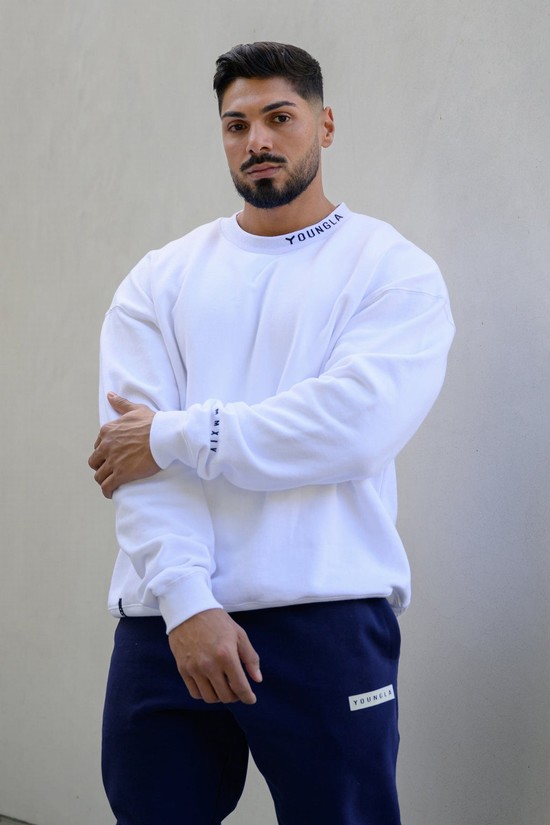Sudaderas Youngla 557 Trademark Crewnecks Hombre Blancas | NBUYCWI-26