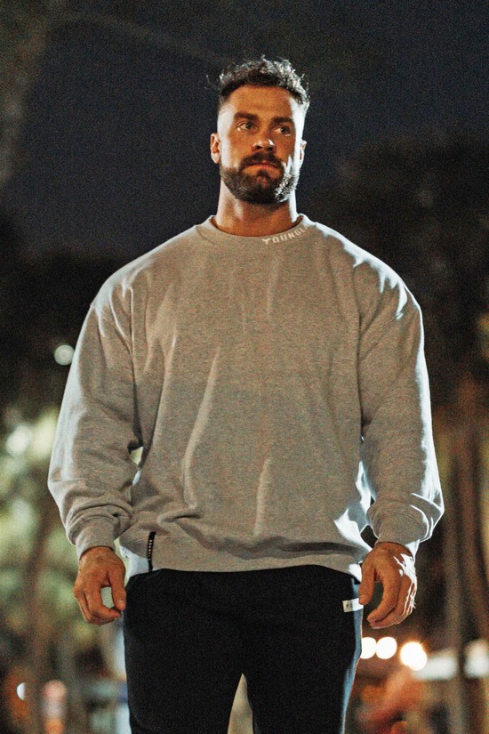 Sudaderas Youngla 557 Trademark Crewnecks Hombre Gris | RCYMUNV-58