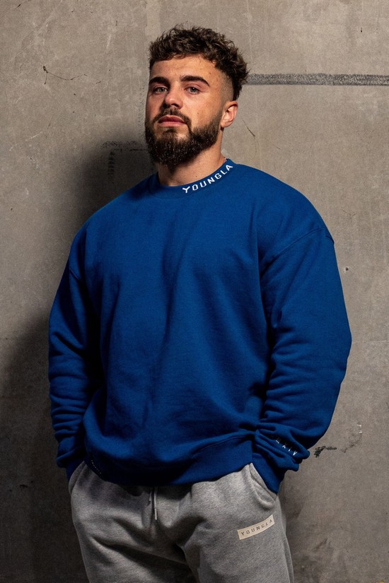 Sudaderas Youngla 557 Trademark Crewnecks Hombre Azules | XOBZGNH-83