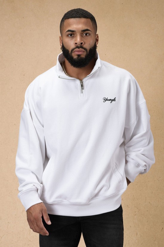 Sudaderas Youngla 558 Supersized G Quarter Zip Hombre Blancas | CVXADUM-38