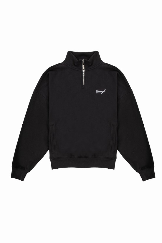 Sudaderas Youngla 558 Supersized G Quarter Zip Hombre Negras | DCQJTHR-34