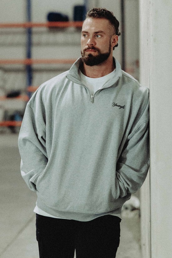Sudaderas Youngla 558 Supersized G Quarter Zip Hombre Gris | MZWRSUQ-93