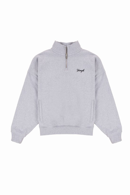 Sudaderas Youngla 558 Supersized G Quarter Zip Hombre Gris | RBXAHWG-12