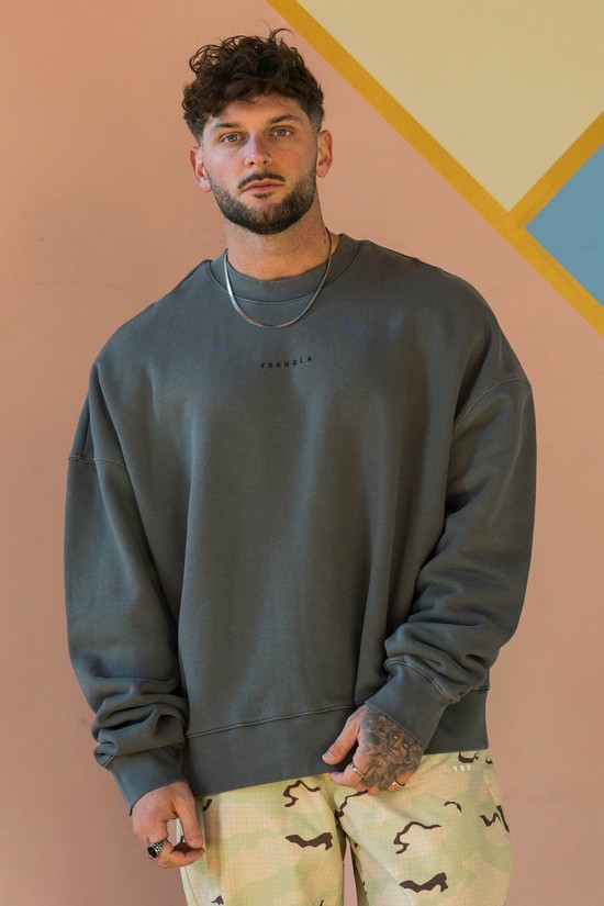 Sudaderas Youngla 561 Super Size Crewnecks Hombre Gris | ADBYRUZ-31