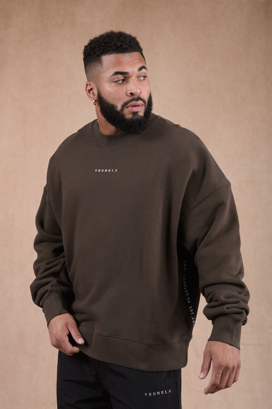 Sudaderas Youngla 561 Super Size Crewnecks Hombre Cafe | QOVWRNT-29