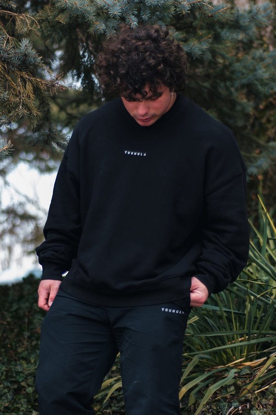 Sudaderas Youngla 561 Super Size Crewnecks Hombre Negras | UOEILAX-81