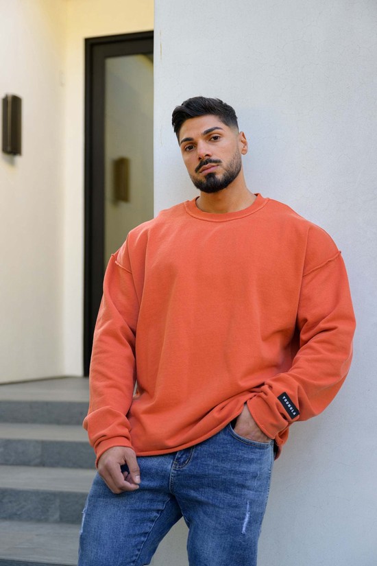 Sudaderas Youngla 821 Anarchy Crewnecks Hombre Naranjas | AZXKHDR-65