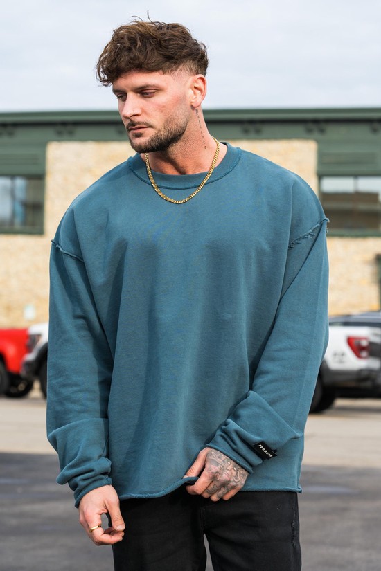 Sudaderas Youngla 821 Anarchy Crewnecks Hombre Azules | FDTSQHL-78