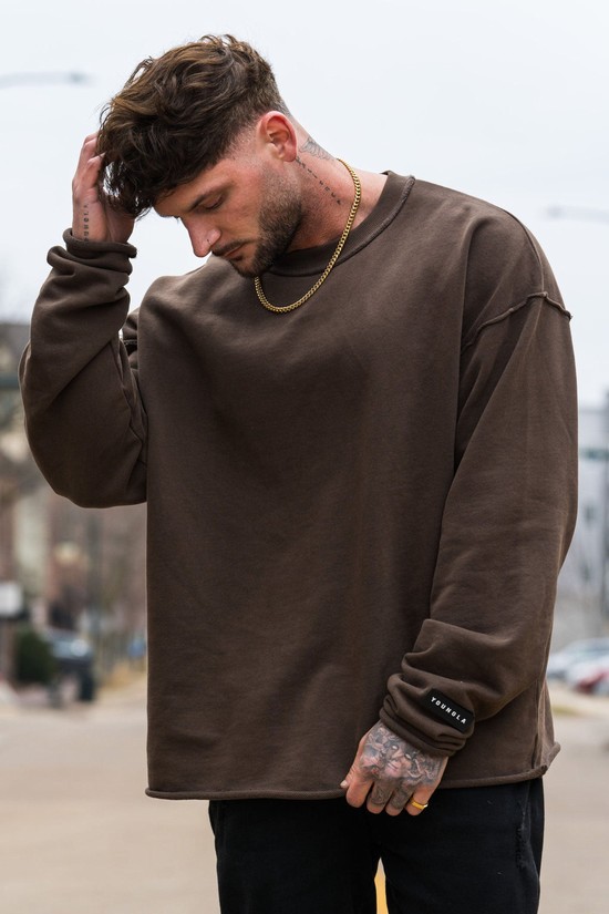 Sudaderas Youngla 821 Anarchy Crewnecks Hombre Cafe | WPFKTHS-75