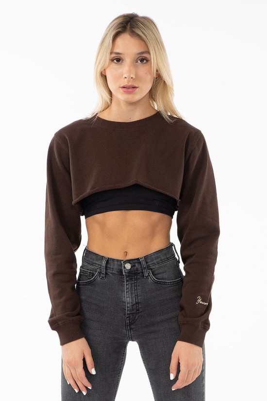 Sudaderas Youngla W501 Super Crop Mujer Gris Oscuro | ZVOCYSA-50